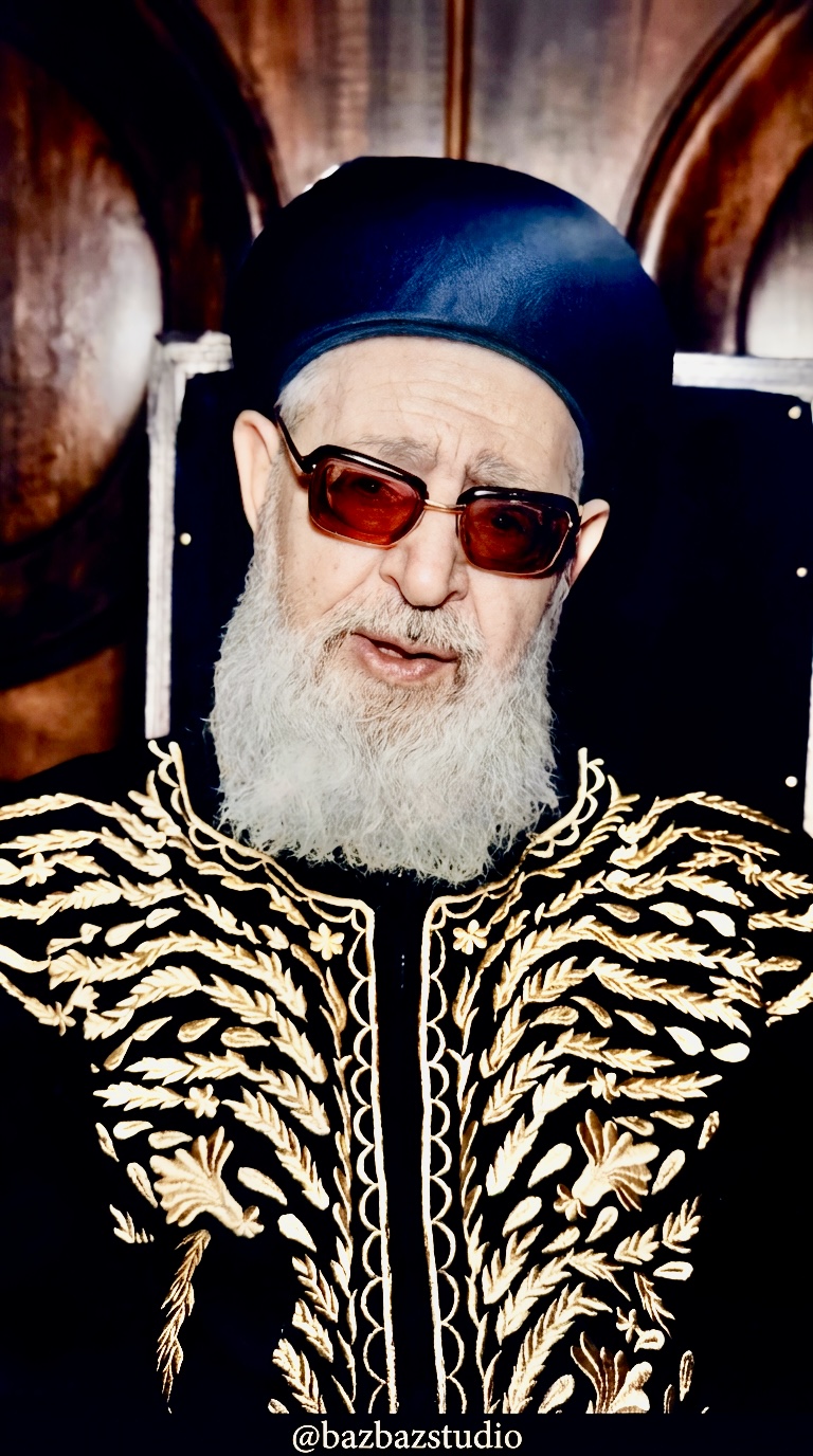 Chacham Ovadia Yosef ZTL wearing his traditional embroidered robe